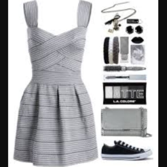 LM LULU - French white and black - party dress -size Small - Picture 9 of 9